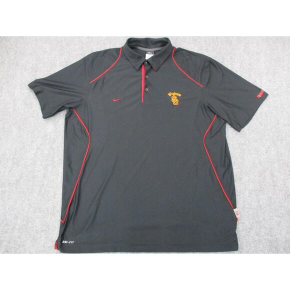 USC Trojans Shirt Mens XL Black Red Nike Dri Fit Polo NCAA College Football - Picture 1 of 16
